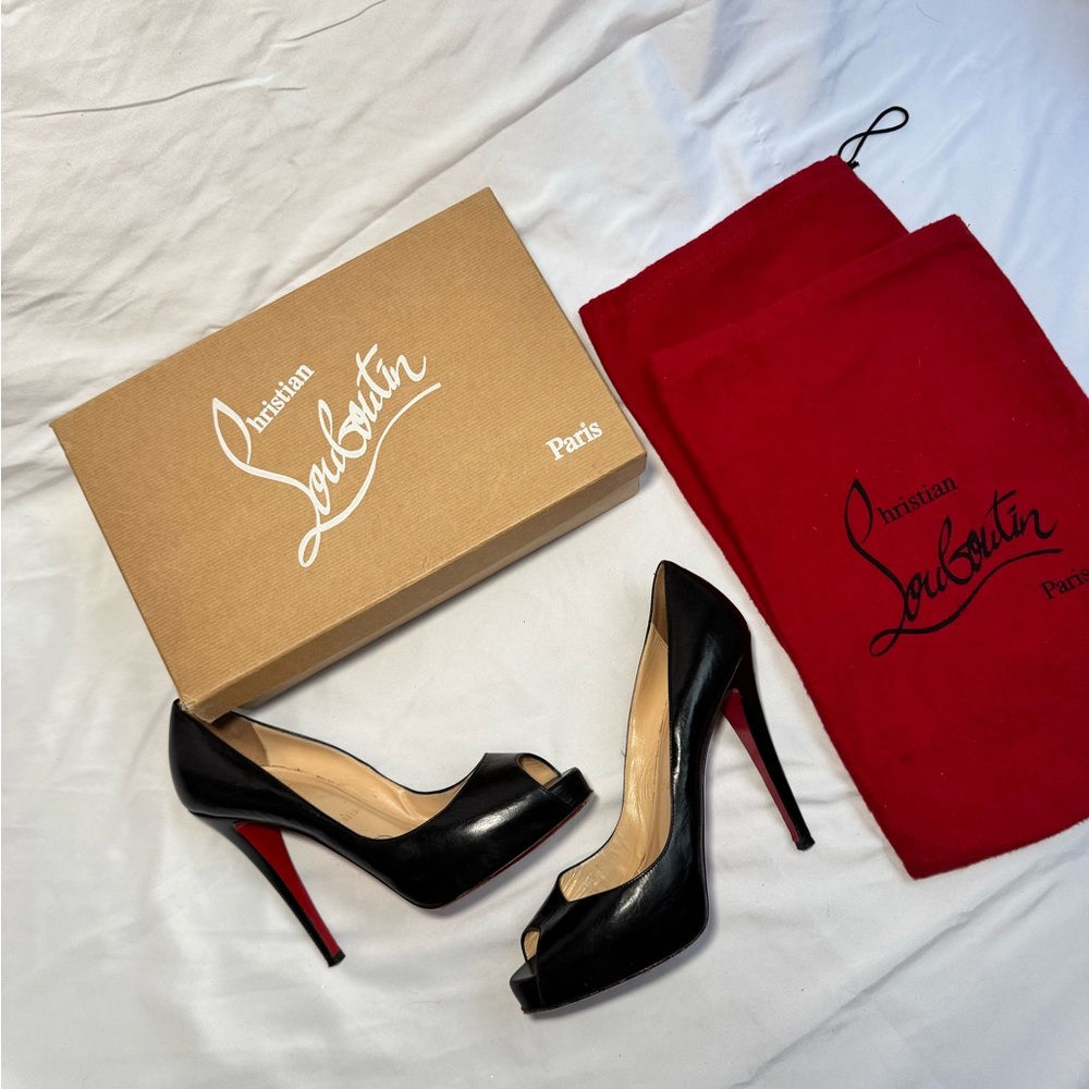 Christian Louboutin black platform peep-toe pump